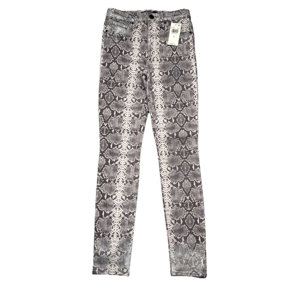 Hudson Barbara Super Skinny Coated Jeans 25 (25x27) Gray Print Sparkle Women NEW